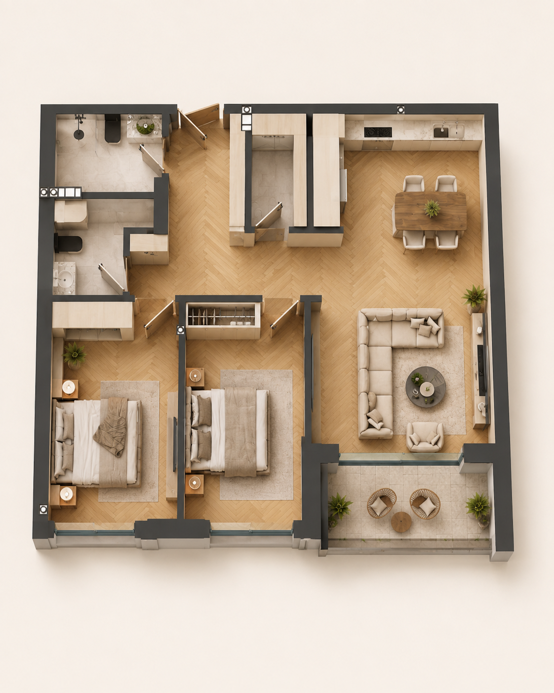 Furnished apartment visualization · Apartment 12
