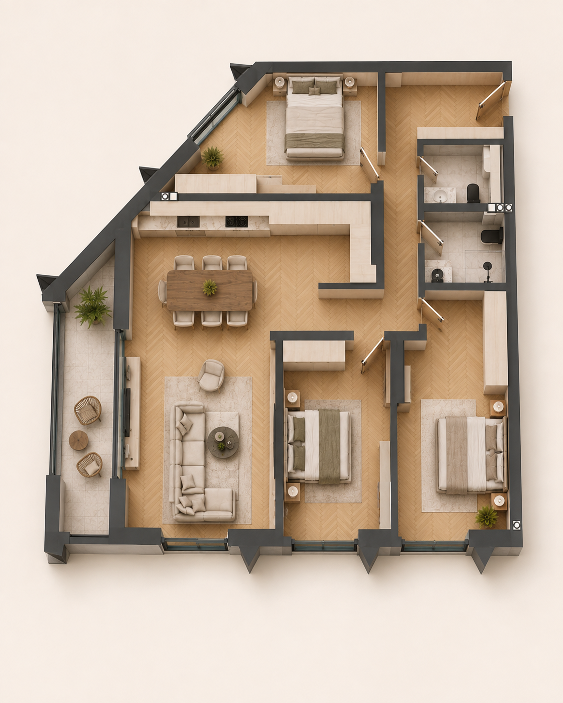 Furnished apartment visualization · Apartment 13