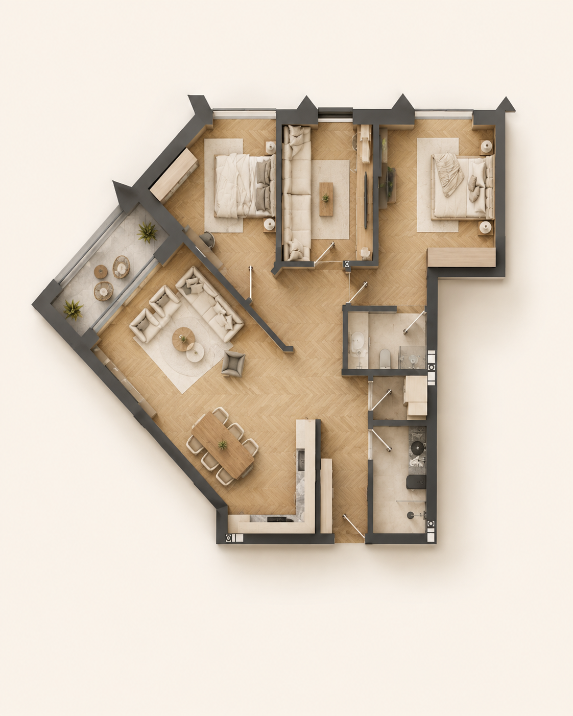 Furnished apartment visualization · Apartment 15