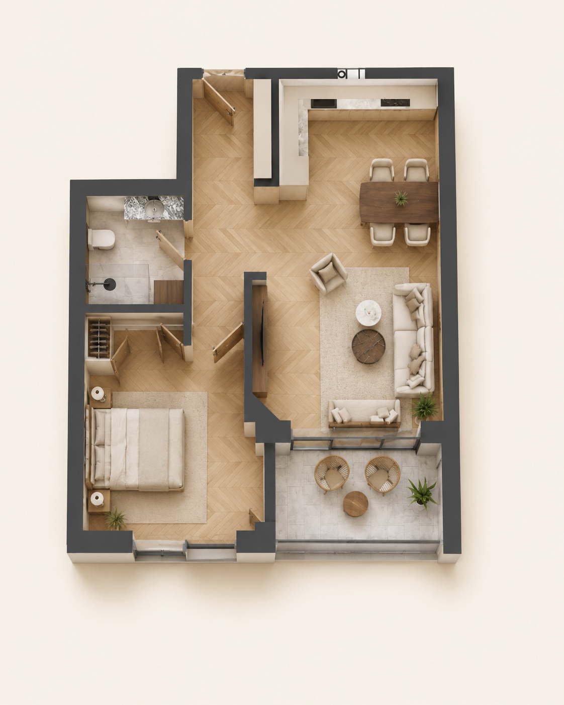 Furnished apartment visualization · Apartment 52