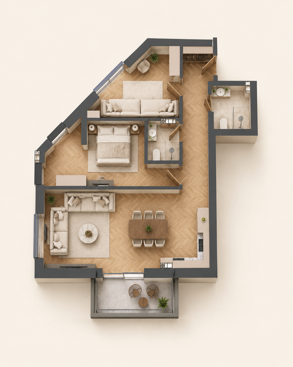 Furnished apartment visualization · Apartment 63