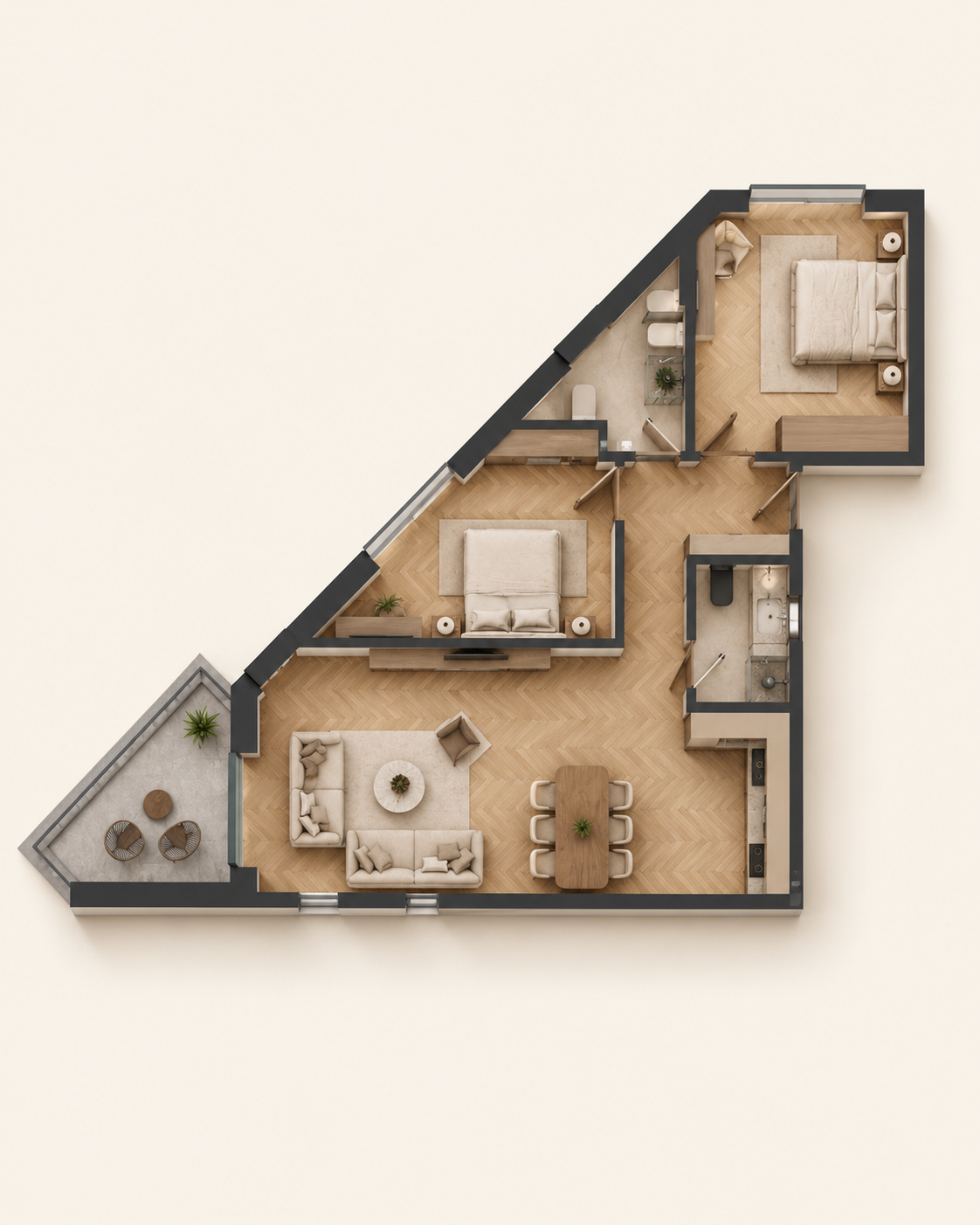 Furnished apartment visualization · Apartment 64
